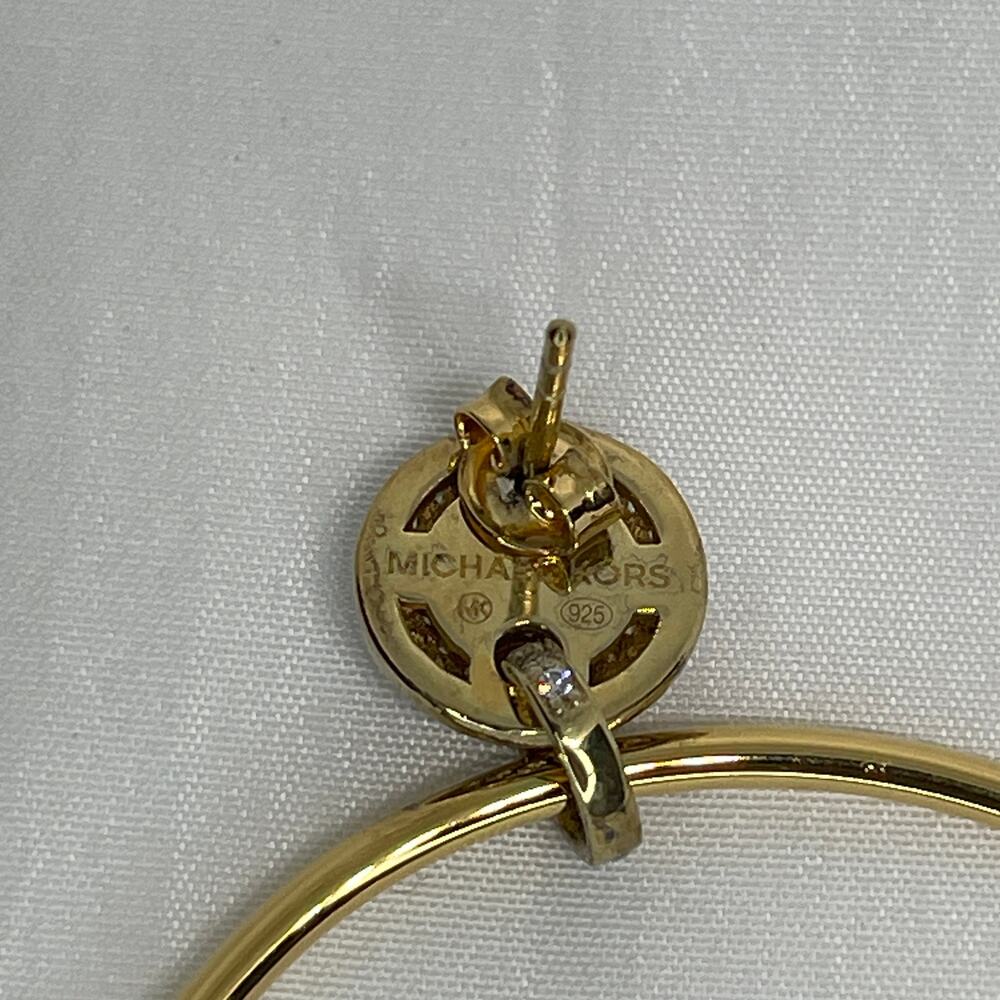 Michael Kors 14K Gold Vermeil Hoop Earrings CZ Statement Chic Women's Fashion - Picture 12 of 16